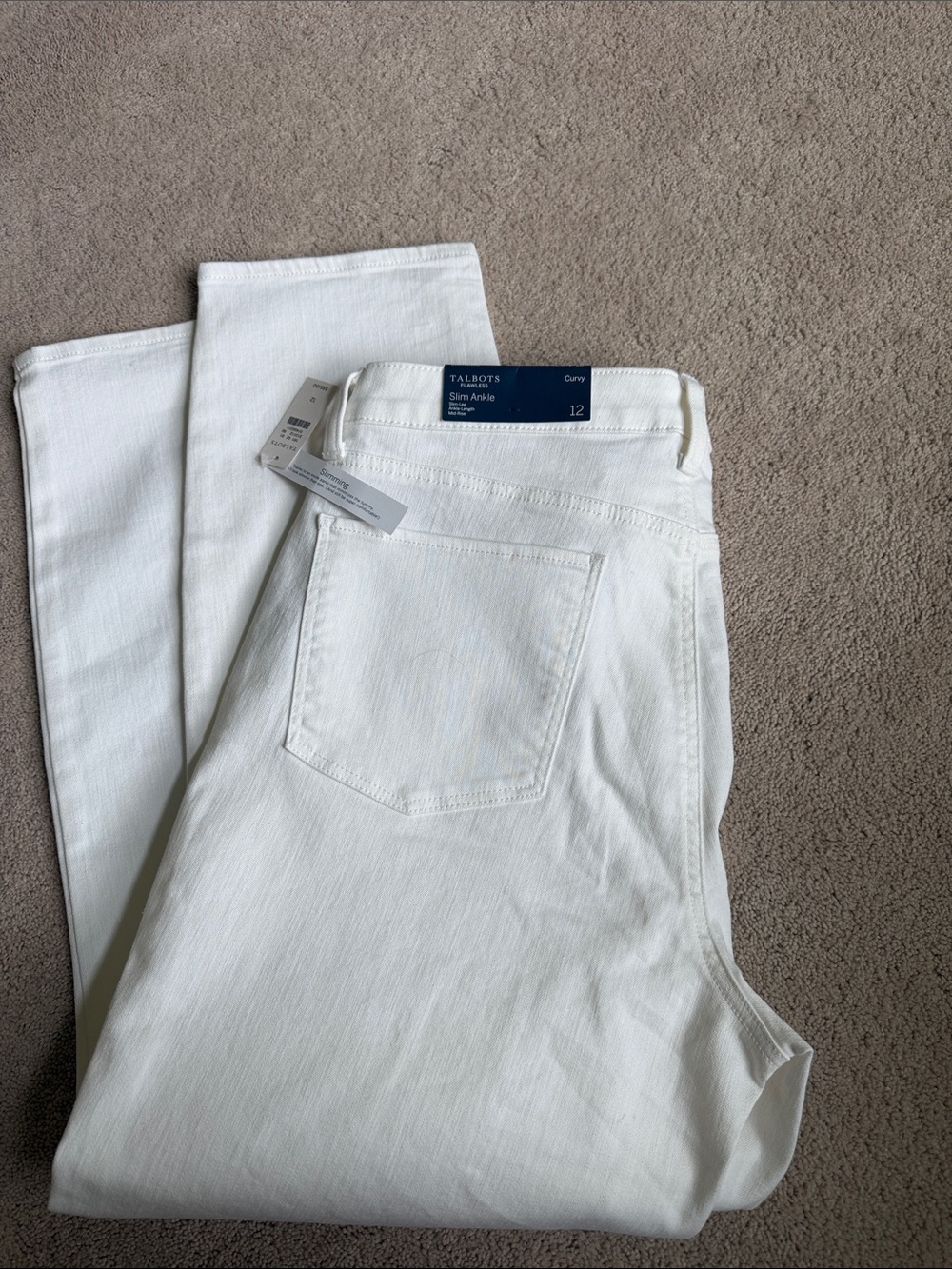 Talbots White Slim Jeans with Brand Tag
